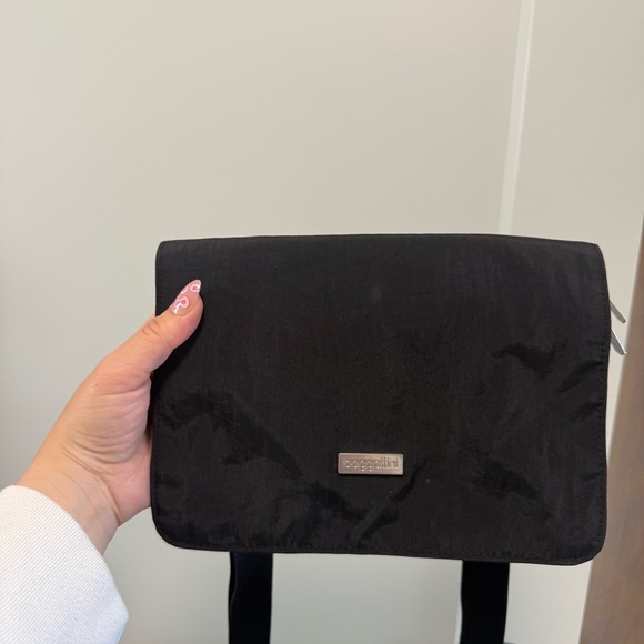 Baggallini Black‎ Nylon Crossbody Triple Compartment Accordion Travel Bag Purse - Picture 2 of 4